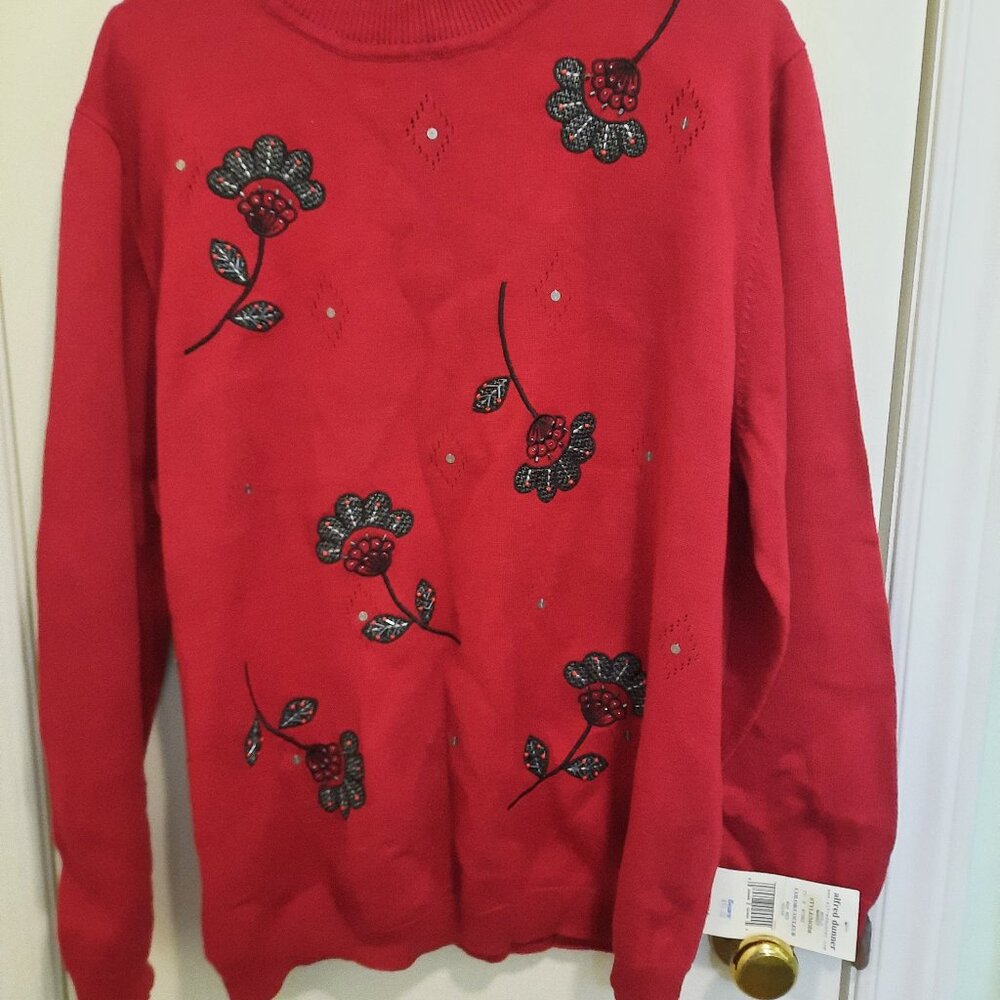 NWT 75% off Burgundy Color Embroidered Sequins Beaded Sweater